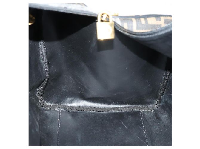 Borsa Boston in tela Zucca FENDI PVC Nero Marrone Auth 146507 - vista 21