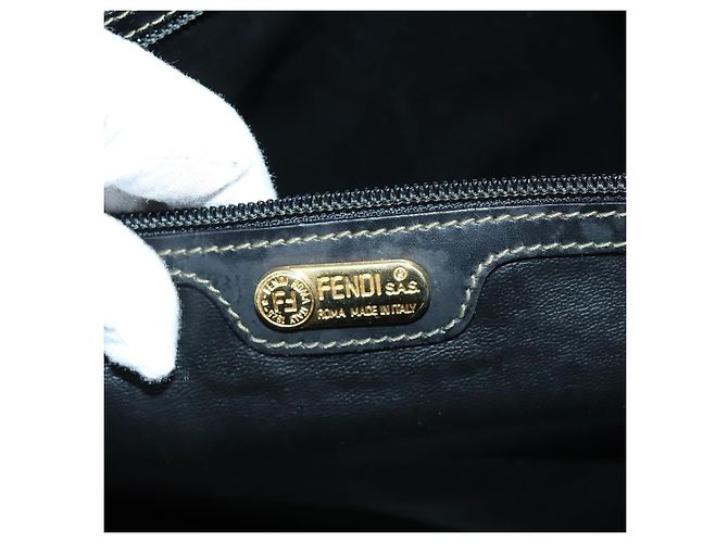 Borsa Boston in tela Zucca FENDI PVC Nero Marrone Auth 146507 - vista 23