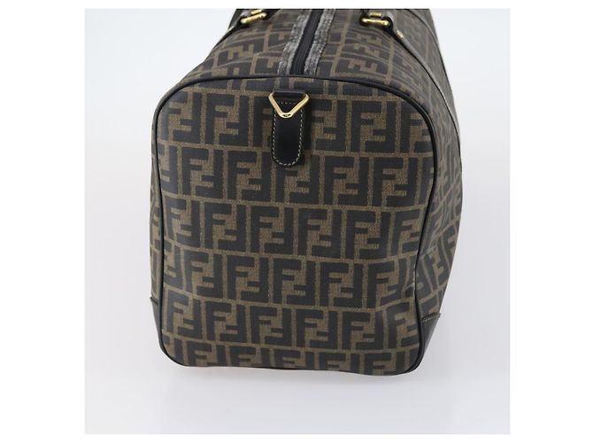Borsa Boston in tela Zucca FENDI PVC Nero Marrone Auth 146507 - vista 3
