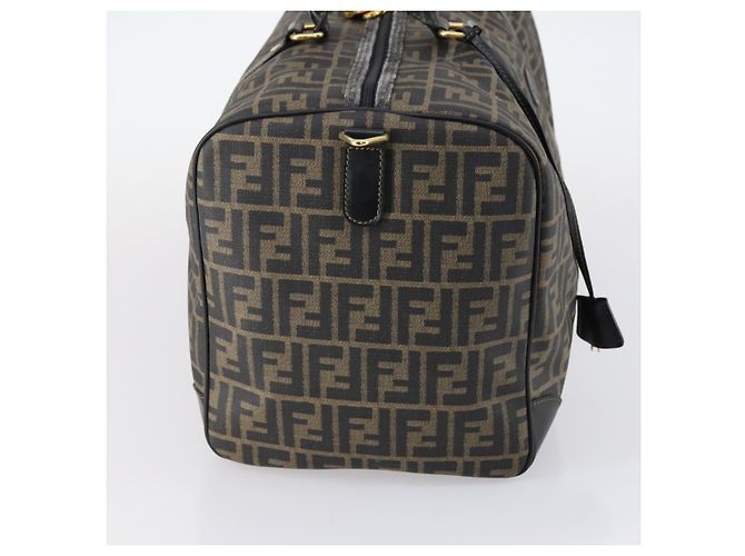 Borsa Boston in tela Zucca FENDI PVC Nero Marrone Auth 146507 - vista 4