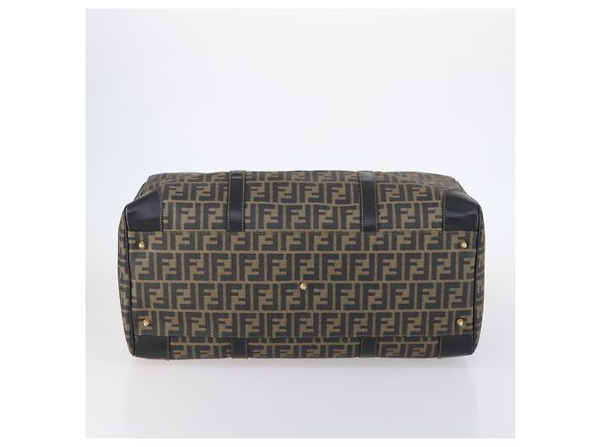 Borsa Boston in tela Zucca FENDI PVC Nero Marrone Auth 146507 - vista 5