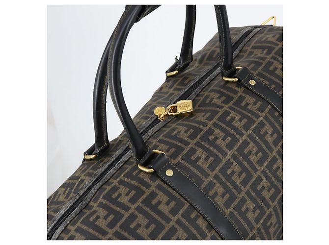 Borsa Boston in tela Zucca FENDI PVC Nero Marrone Auth 146507 - vista 6
