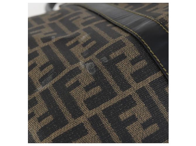Borsa Boston in tela Zucca FENDI PVC Nero Marrone Auth 146507 - vista 9
