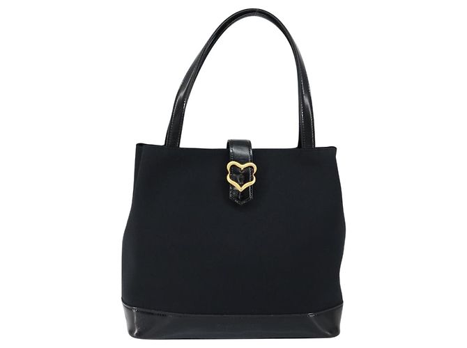 SAINT LAURENT Handtasche Nylon Emaille Schwarz Gold Auth gh1164 Golden - Ansicht 13