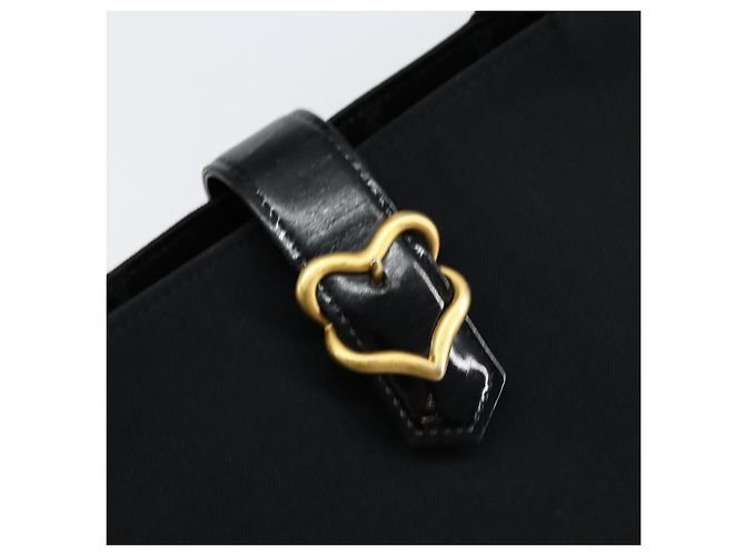 SAINT LAURENT Handtasche Nylon Emaille Schwarz Gold Auth gh1164 Golden - Ansicht 17