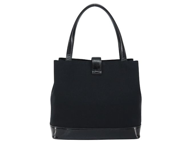 SAINT LAURENT Handtasche Nylon Emaille Schwarz Gold Auth gh1164 Golden - Ansicht 2