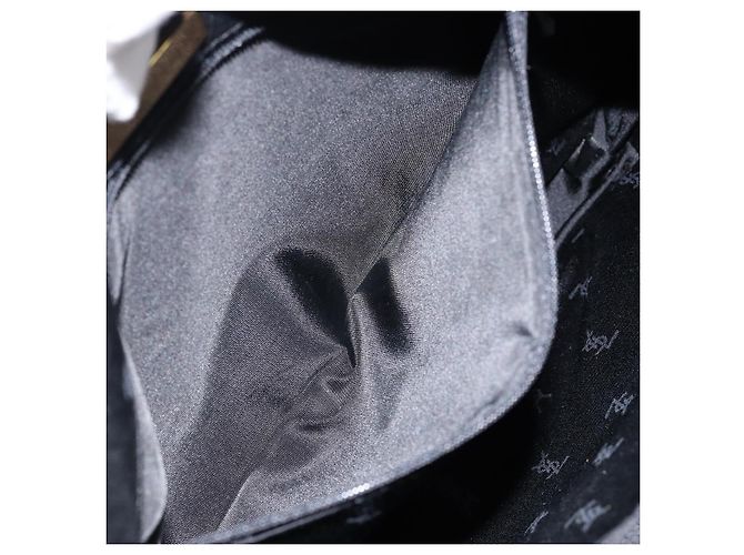 SAINT LAURENT Handtasche Nylon Emaille Schwarz Gold Auth gh1164 Golden - Ansicht 20