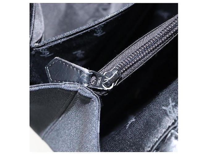 SAINT LAURENT Handtasche Nylon Emaille Schwarz Gold Auth gh1164 Golden - Ansicht 21