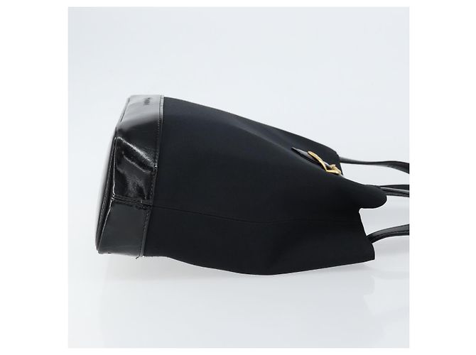 SAINT LAURENT Handtasche Nylon Emaille Schwarz Gold Auth gh1164 Golden - Ansicht 3