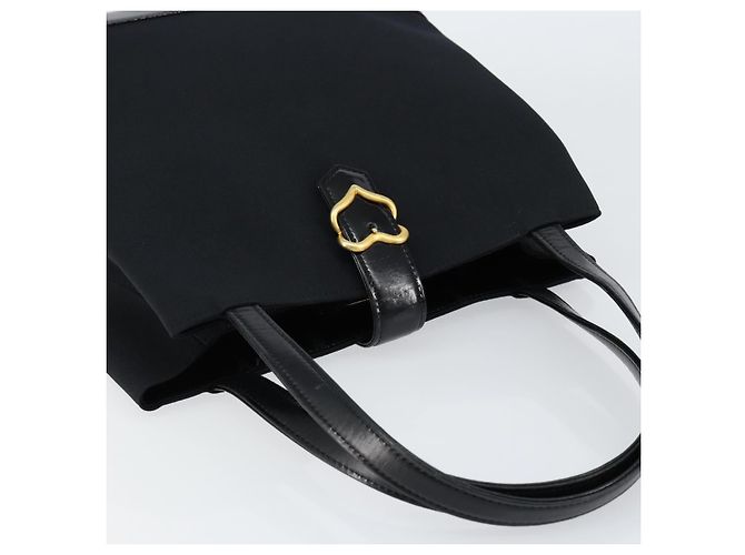 SAINT LAURENT Handtasche Nylon Emaille Schwarz Gold Auth gh1164 Golden - Ansicht 6
