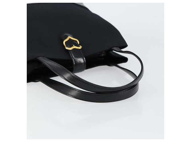 SAINT LAURENT Handtasche Nylon Emaille Schwarz Gold Auth gh1164 Golden - Ansicht 7