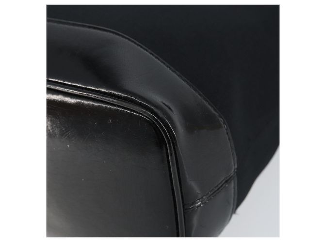 SAINT LAURENT Handtasche Nylon Emaille Schwarz Gold Auth gh1164 Golden - Ansicht 9
