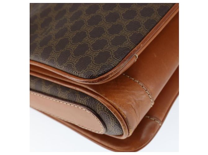 Céline Borsa a Spalla in Tela Macadam CELINE in Pelle PVC Marrone Oro Auth 149190 D'oro - vista 14