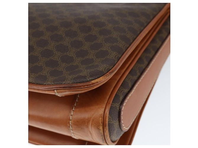 Céline Borsa a Spalla in Tela Macadam CELINE in Pelle PVC Marrone Oro Auth 149190 D'oro - vista 15