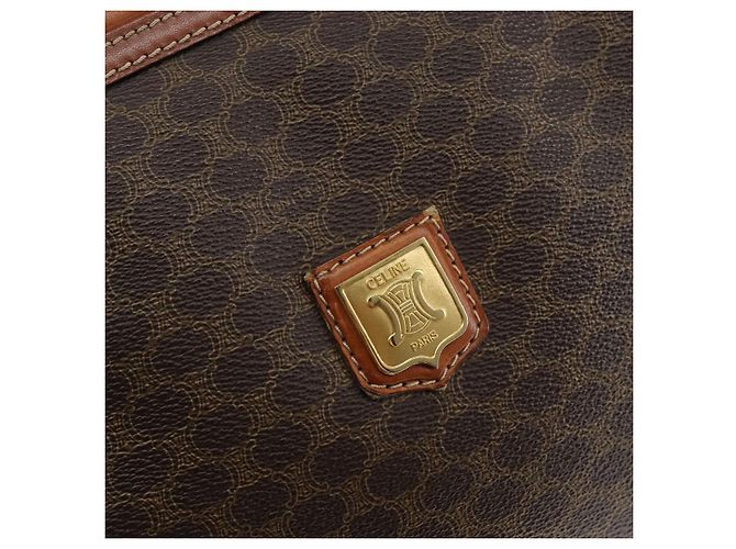 Céline Borsa a Spalla in Tela Macadam CELINE in Pelle PVC Marrone Oro Auth 149190 D'oro - vista 17