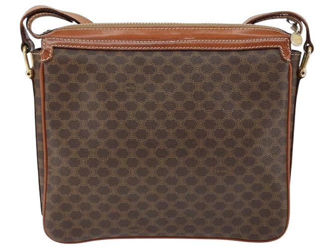 Céline Borsa a Spalla in Tela Macadam CELINE in Pelle PVC Marrone Oro Auth 149190 D'oro - vista 2