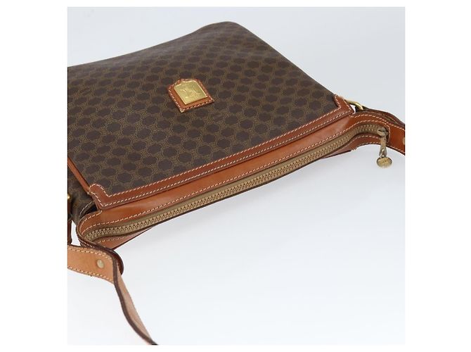 Céline Borsa a Spalla in Tela Macadam CELINE in Pelle PVC Marrone Oro Auth 149190 D'oro - vista 6