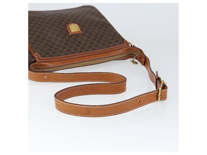 Céline Borsa a Spalla in Tela Macadam CELINE in Pelle PVC Marrone Oro Auth 149190 D'oro - vista 7