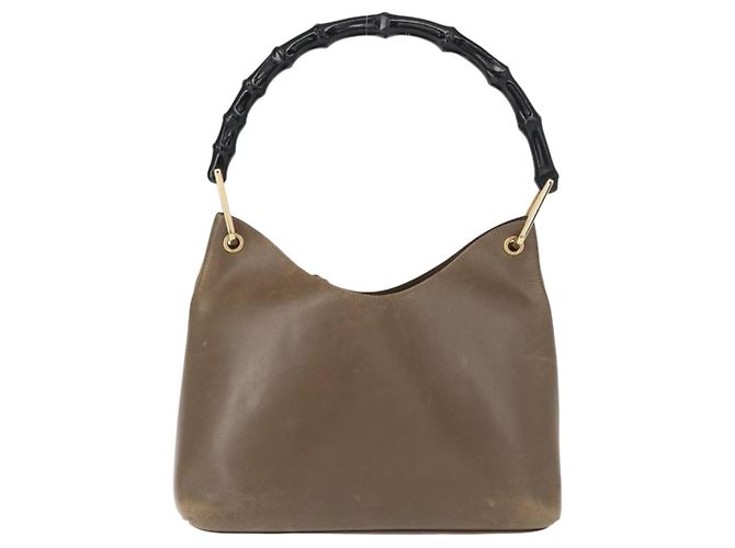 Borsa a mano in pelle Gucci Bamboo marrone oro 001 2058 1883 0 Auth ep11407 D'oro - vista 13