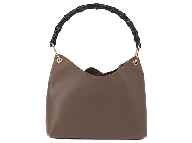 Borsa a mano in pelle Gucci Bamboo marrone oro 001 2058 1883 0 Auth ep11407 D'oro - vista 2