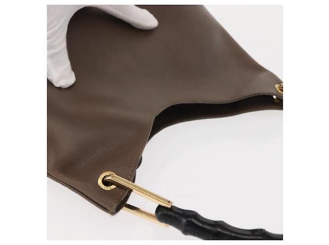 Borsa a mano in pelle Gucci Bamboo marrone oro 001 2058 1883 0 Auth ep11407 D'oro - vista 6