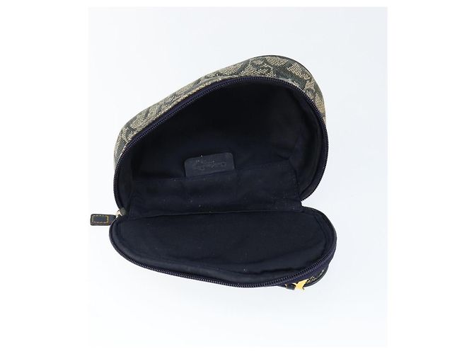 Pochette in tela Trotter Christian Dior blu navy oro Auth 149216 D'oro - vista 10