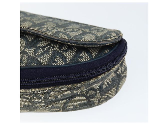 Pochette in tela Trotter Christian Dior blu navy oro Auth 149216 D'oro - vista 14