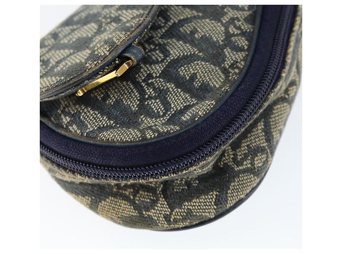Pochette in tela Trotter Christian Dior blu navy oro Auth 149216 D'oro - vista 15