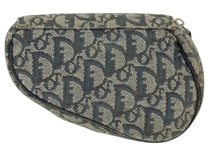 Pochette in tela Trotter Christian Dior blu navy oro Auth 149216 D'oro - vista 2