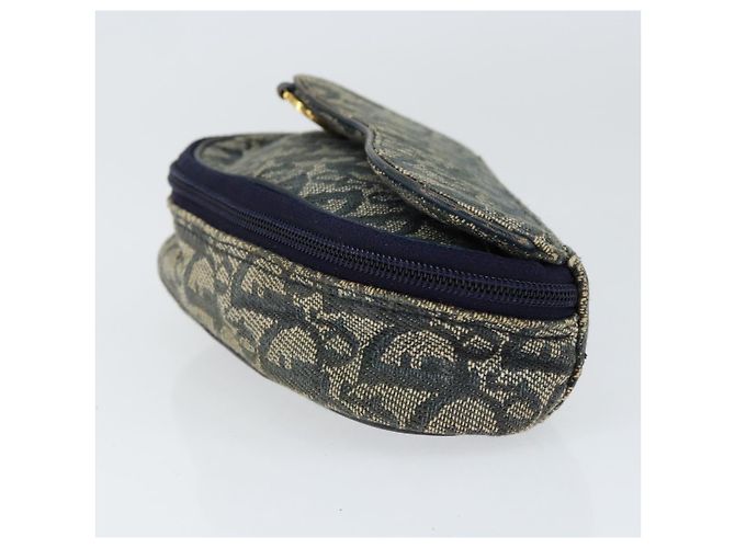 Pochette in tela Trotter Christian Dior blu navy oro Auth 149216 D'oro - vista 3