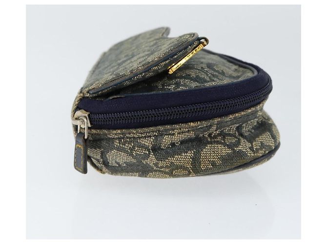 Pochette in tela Trotter Christian Dior blu navy oro Auth 149216 D'oro - vista 4