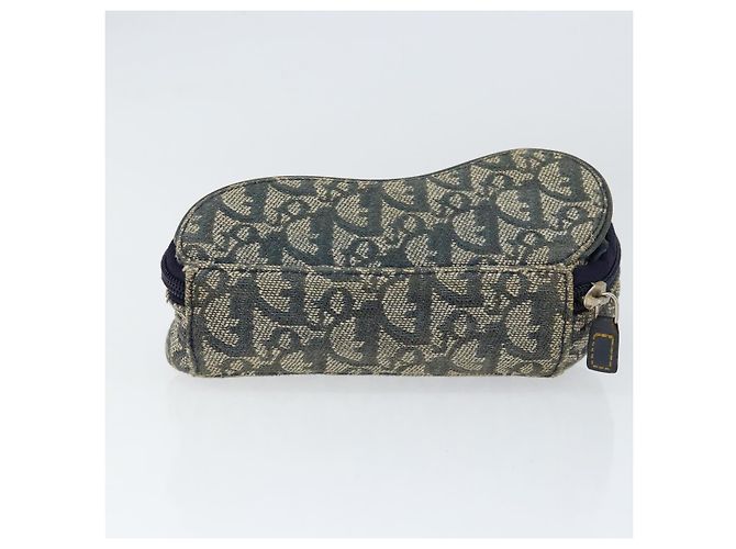 Pochette in tela Trotter Christian Dior blu navy oro Auth 149216 D'oro - vista 5