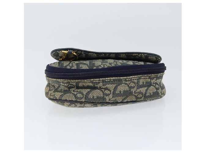 Pochette in tela Trotter Christian Dior blu navy oro Auth 149216 D'oro - vista 6