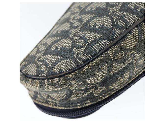 Pochette in tela Trotter Christian Dior blu navy oro Auth 149216 D'oro - vista 7