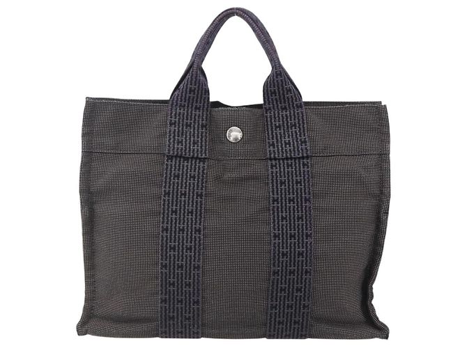 Hermès HERMES Handtasche Her Line PM Canvas Grau Auth 150368 Braun - Ansicht 2