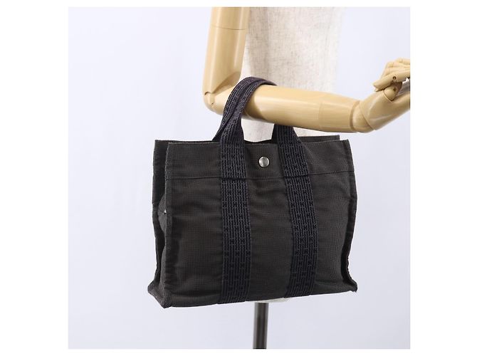 Hermès HERMES Handtasche Her Line PM Canvas Grau Auth 150368 Braun - Ansicht 20