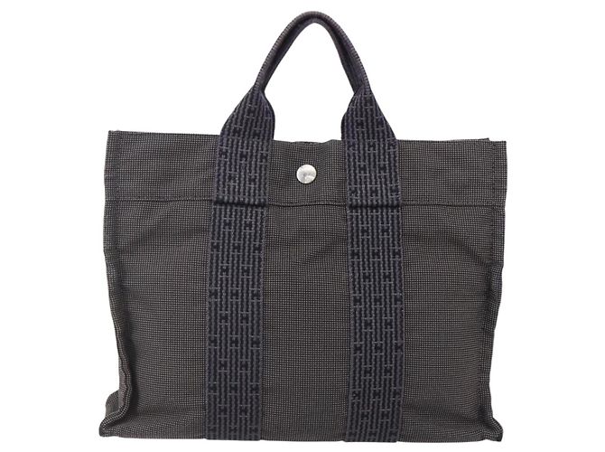 Hermès HERMES Handtasche Her Line PM Canvas Grau Auth 150368 Braun - Ansicht 3