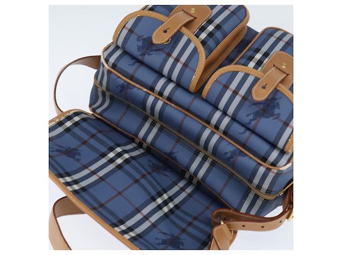 Autre Marque Burberrys Nova Check Schultertasche aus PVC-Leder Blau Gold Auth 145629 Golden - Ansicht 10