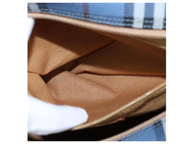 Autre Marque Burberrys Nova Check Schultertasche aus PVC-Leder Blau Gold Auth 145629 Golden - Ansicht 12