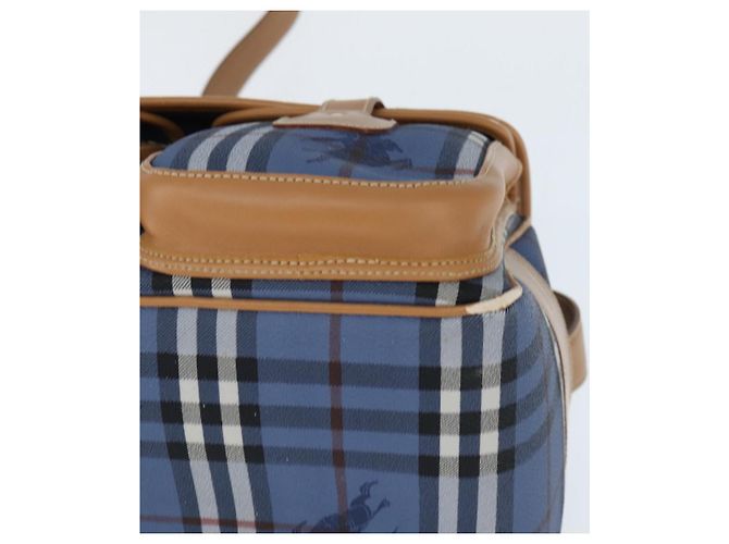 Autre Marque Burberrys Nova Check Schultertasche aus PVC-Leder Blau Gold Auth 145629 Golden - Ansicht 14