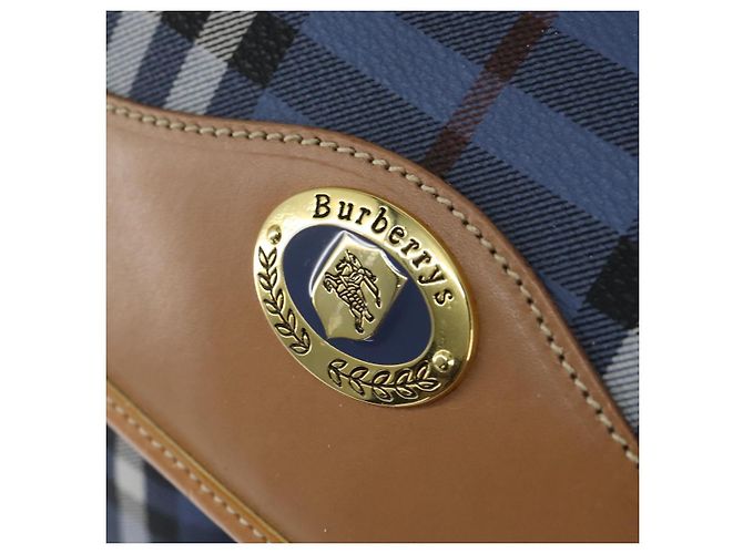 Autre Marque Burberrys Nova Check Schultertasche aus PVC-Leder Blau Gold Auth 145629 Golden - Ansicht 17