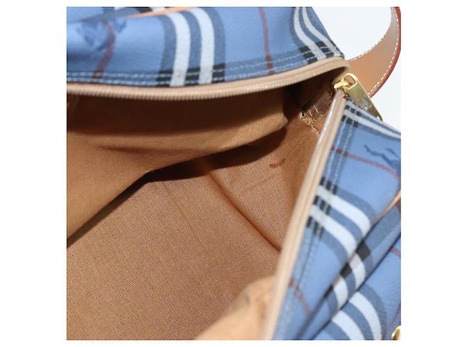 Autre Marque Burberrys Nova Check Schultertasche aus PVC-Leder Blau Gold Auth 145629 Golden - Ansicht 19