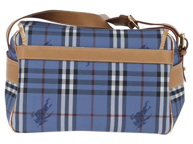 Autre Marque Burberrys Nova Check Schultertasche aus PVC-Leder Blau Gold Auth 145629 Golden - Ansicht 2