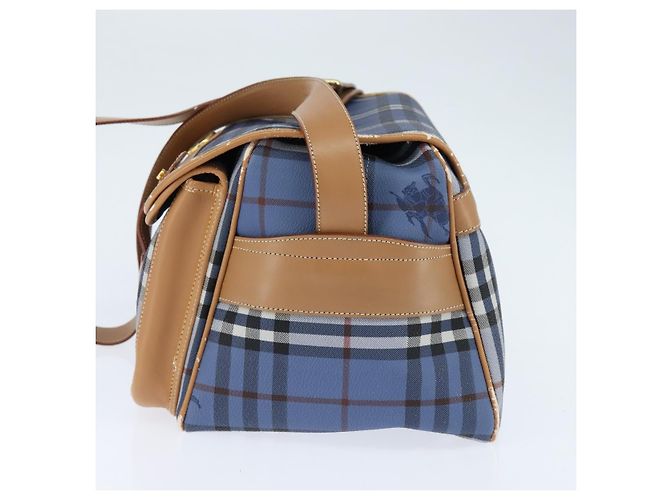 Autre Marque Burberrys Nova Check Schultertasche aus PVC-Leder Blau Gold Auth 145629 Golden - Ansicht 3
