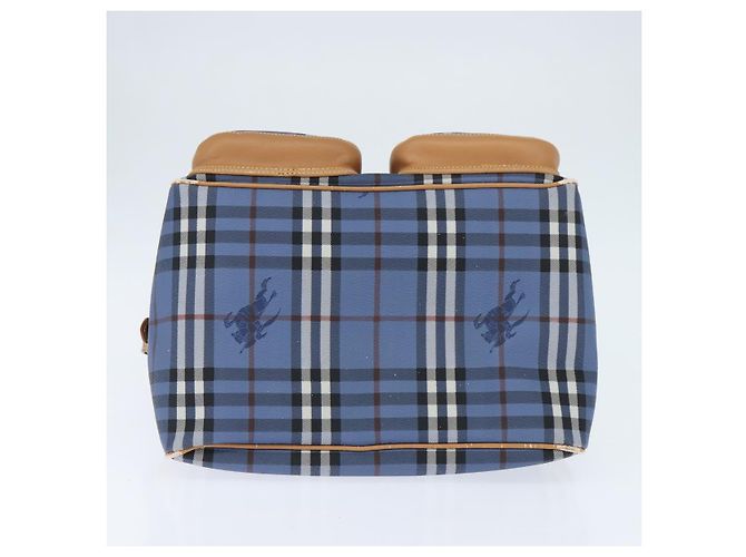 Autre Marque Burberrys Nova Check Schultertasche aus PVC-Leder Blau Gold Auth 145629 Golden - Ansicht 5