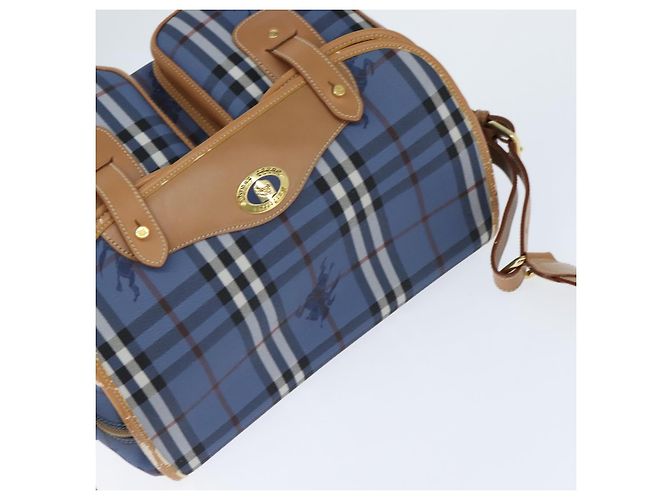 Autre Marque Burberrys Nova Check Schultertasche aus PVC-Leder Blau Gold Auth 145629 Golden - Ansicht 6