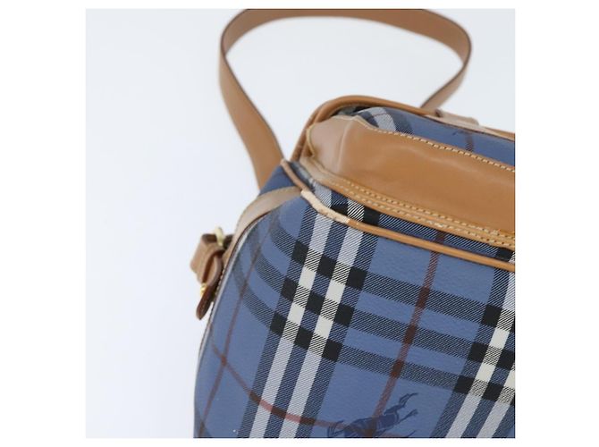 Autre Marque Burberrys Nova Check Schultertasche aus PVC-Leder Blau Gold Auth 145629 Golden - Ansicht 9