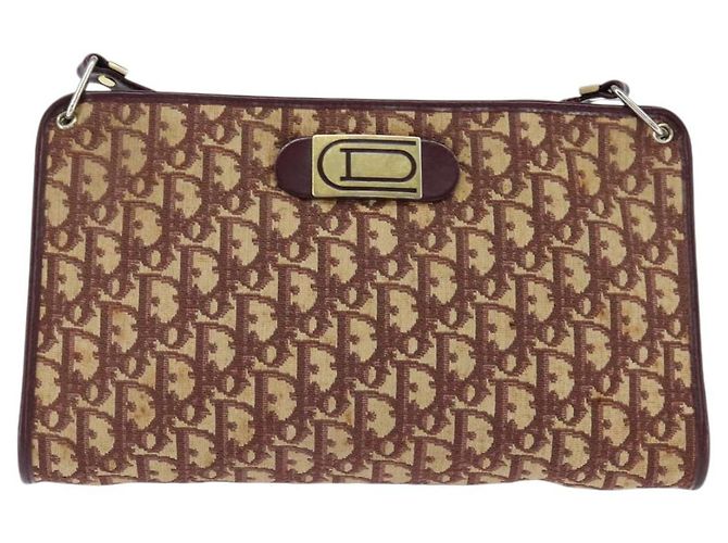 Borsa a Spalla in Tela Trotter Christian Dior Rossa Oro Auth 150751 Rosso D'oro - vista 13