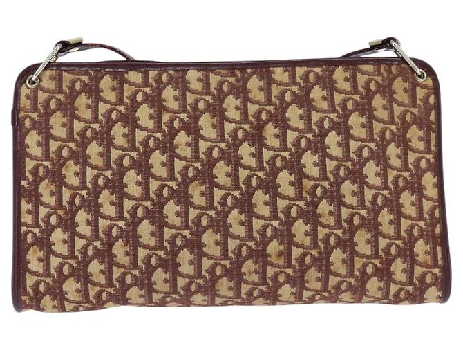 Borsa a Spalla in Tela Trotter Christian Dior Rossa Oro Auth 150751 Rosso D'oro - vista 2