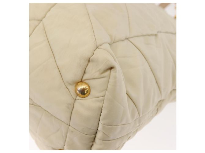 Tote PRADA Kettentasche Nylon Elfenbein Gold Auth 150390 Golden Roh - vista 10